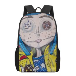 Coraline The Secret Door 3D Pattern School Borse per bambini Girl Borse Casual Borse Laptop Backpack Woman Man Brove Bagpack
