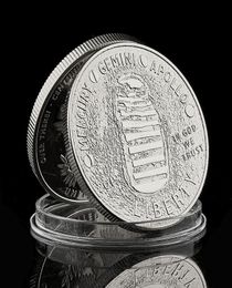 USA Moon Landing Mercury Gemini Apollo E PLURIBUS UNUM Craft In God We Trust LiBerty Silver Coin Collectible7491794