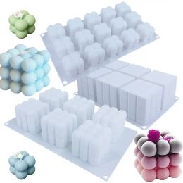 6 Cavity 3D Bubble Cube Candle Silicone Mould DIY Chocolate Mousse Cake Mould Ice Cream Baking Soap Mould Home Decor Gifts
