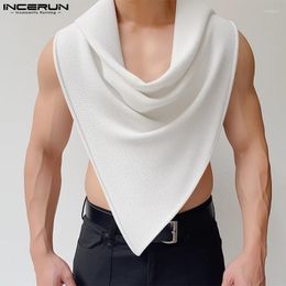 Men's Tank Tops 2024 Men Irregular Solid Color V Neck Sleeveless Streetwear Male Vests Summer Sexy Fashion Casual Clothing INCERUN