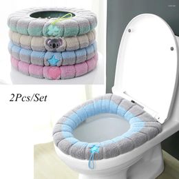 Toilet Seat Covers 2Pcs/Set Cover Universal Soft Warmer Cushion Washable Cloth Pads