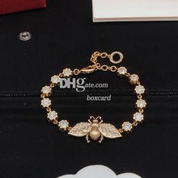 Retro Bee Diamond Bracelets Charm Gold Plated Crystal Bracelet G Letter Link Chains Engagement Christmas Gift