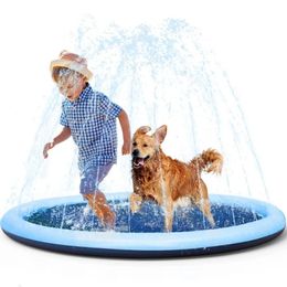 100/150/170cm summer pet swimming pool inflatable water slide mat outdoor interactive fountain toy240521