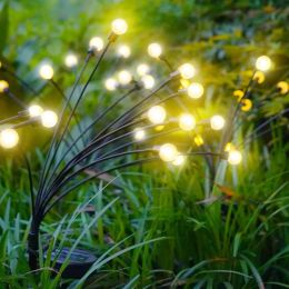 Solar Powered Firefly Lights Flexibility Starburst Swaying Lights Outdoor Waterproof Landscape Lighting Decorative Pathway Yard