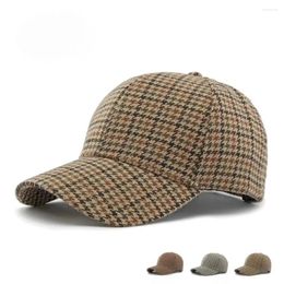 Ball Caps 2024 Brown Houndstooth Baseball For Men Summer British Style Plaid Women Cap Brand Bone Trucker Hat Casquette Homme