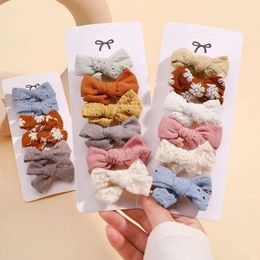 6pcs/set New Print Bows Baby Clips Girl Cotton Soft Hairpin Children Sweet Hairgripe Boutique Kids Hair Accessories Gift da29ff