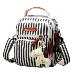 Striped Women Fashion Waterproof Mom Nappy Bag Travel Backpack For Baby Nursing Multifunction Mother Diaper Handbag L2405
