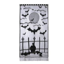 Halloween Polyester Decorative Table Cloth Door Curtains Lamp Cover Decor Supply Black Lace Cobweb Fireplace Cover Home Party De