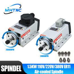 HOT 110V 220V 380V 1.5kw 24000RPM 400HZ Air Cooled Spindle Motor+1 set ER11 collet for CNC Engraving Wood Working Router