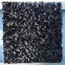 Decorative Flowers Custom 3D Black Feather Roller Shutter Flower Wall Cloth Artificial Plants Wedding Background Deco Outdoor Party Layout