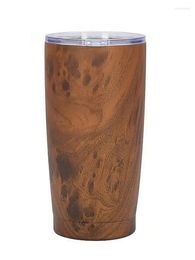 Water Bottles 20oz Car Cup 304 Stainless Steel Double-layer Vacuum Insulated Ice Cream Wood Grain Creative