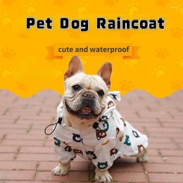 Dog Apparel Pet Raincoat Hooded Waterproof Coat Bear Printing Jumpsuit Bichon Pomeranian Cloak Small Outdoor Clothes