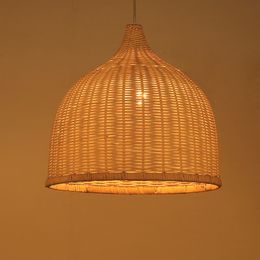 Światła wiklinowe Rattan Lampa wisiorka 26*26 cm Azja Południowo -Wschodniej Lampa wiszące japońskie światła wiszące E27 Światła oświetlenia żarówki LED