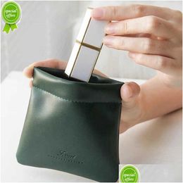 Storage Baskets New Ins Cosmetic Bag Portable Airpods Protective Sleeve Mini Leather Earphone Sundries Lipstick Travel Makeup Case Dro Dhmfs