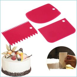 Cake Tools 3Pcs/Set Kitchen Gadgets Scraper Blade Bread Making Spata Cutters Model Sile Decoration Accessories Drop Delivery Home Ga Dhlwa