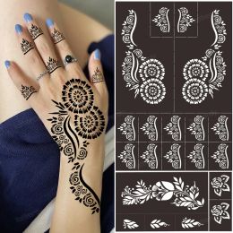 Tattoo Templates Hands/Feet India Henna Temporary Tattoo Stencils Kit for Hand Arm Leg Feet Body Art Decal Body Painting Stencil