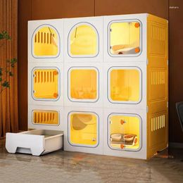 Cat Carriers Nordic Simple Cages Home House Light Luxury Indoor Super Large Free Space Cage Litter Box Integrated Villa