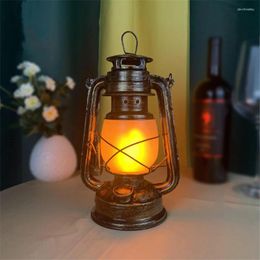 Table Lamps Iron Vintage Kerosene Camping Light Lantern Creative Bedroom Night Lights Rechargeable Bar Restuarant El Flame Oil Lamp