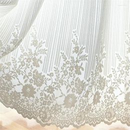 Curtain White Floral Lace Tulle Curtains Sheer For Living Room Bedroom Window With Valance Canopy