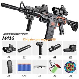 Electric M416 AK Soft Bullets Toy Gun Detachable Submachine Gun Continuous Firing Foam Darts Model Outdoor Cs Pubg Game Collection Birthday Gifts For Boy Fidgets Toy