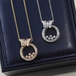 Pendant Necklaces High quty 925 sterling silver round Butterfly necklace Ladies Fashion ethos Luxury brand jewelry party Valentines Day gift T240524