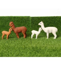 4 PCS Realistic Alpaca Llama Family Set with Cub Plastic Forest Jungle Animal Figurines Cake Toppers Christmas Birthday Gift