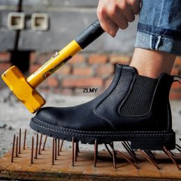 Waterproof Safety Shoes For Man Puncture Proof Work Safety Boots Men Chelsea Boots Steel Toe Work Shoes Industrial Security Male
