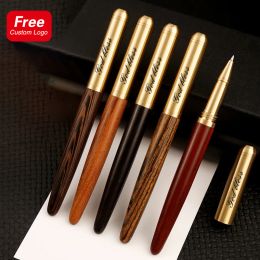High Quality Natural Sandalwood Wood Gel Pen Personalized Logo Tiger Bark Sour Twig Ebony Wood Pen Body Teacher Gifts Stationery