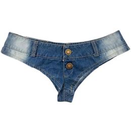 High Cut Sexy Denim Booty Shorts Vintage Cute Bikini Jeans Low Rise Waist Micro Mini Short Culb Wear FX35 240518