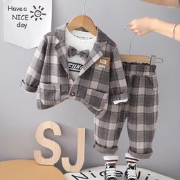 Clothing Sets Autumn Children Baby Clothes Kids Boys Plaid Suit Long Sleeve Vest T-shirt Pants 3Pcs/Set Toddler Fashion Cotton Infant
