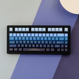 Moonrise Keycaps 129 Keys/Full Set PBT Cherry Profile DYE-SUB Blue Black Gradient Keyboard Keycaps For MX Switch 61 64 68 87 96