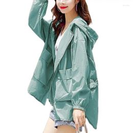 Women's Jackets 2024 Summer Thin Female Sun Protection Clothing Section Anti-UV Breathable Jacket Fashion Hooded Big Pocket Coat