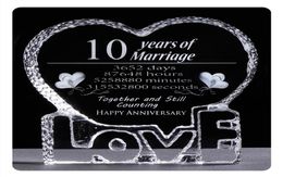 10 Years Wedding Anniversary Ornaments For Home Love Crystal Heart Shape Souvenirs Gifts For Lover Wedding Favors Presents7447099