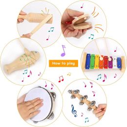 Baby Music Toys Castanets Sand Hammer Tambourine Triangle Double Ringer Montessori Percussion Instrument Toys Newborn Gifts