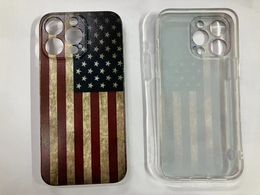 Retro USA Flag Soft TPU Cases For Iphone 15 14 Plus Pro 13 12 11 XR XS MAX X 7 6 Samsung S24 S23 Note 20 Ultra Print Vintage Old United States of America Flags Phone Back Cover