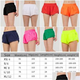 Yoga Outfit Ll-88248 Womens Outfits Ty High Rise Lined Shorts Waist Exercise Short Pants Gym Fitness Wear Girls Running Elastic Adt Dr Otypd