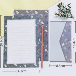 Countryside Style 6pcs Letter Papers & 3pcs Envelopes Set Flower Birds Pattern Writing Papers Envelopes for Friends Family Retro