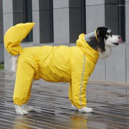Dog Apparel Cover Tail Raincoat Hooded Jumpsuit Dogs Waterproof Coat Water Resistant Clothes For Medium Large Jacket