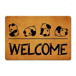 Carpets Cute Panda Printed Doormat Rubber Anti-Slip Door Mat Carpet Flannel Outdoor Kitchen Living Room Floor Rug