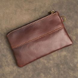 Genuine Leather Coin Purse for Men Women Mini Zipper Wallet Small Money Pocket Bag Female Money Wallets Men Card Holder