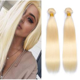 Malaysian Human Hair Blonde 2 Or 4 Bundles 613# Colour Silky Straight 95-100g/piece Blonde Light Colour Double Wefts 10-30inch Uffsb