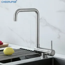 Kitchen Faucets Sink 180 Degree Folding Faucet Stainless Steel Rotatable Tap Cold Water Mixer Deck Mount Single Hole