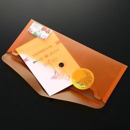 6 Pcs Coloured Envelopes Plastic Document Bag A4 Clear Folders Colourful Students Accessories Button