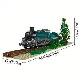 1031PCS Classic Retro Green Steam Train Model Building Blocks City Rail Transport Train Assembly Bricks Kids Christmas Gifts Toy