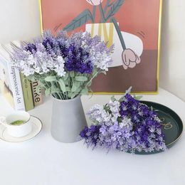 Decorative Flowers Garden Decor Home Indoor UV Resistant Plastic Fake Plants Artificial Lavender