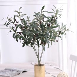 Decorative Flowers 77cm Artificial European Olive Tree Branches Fruit Leaves For Home El Wedding DIY Decoration Plants Wreath