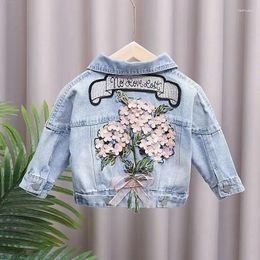 Jackets Kids Denim For Girls Baby Flower Embroidery Coats Spring Autumn Fashion Child Outwear Ripped Jeans Jean