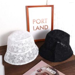 Ball Caps Simple Girl Thin Flower Summer Hat For Women Pure Color Sun Protection Mesh Lace Bucket Female Hats Cap
