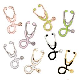 Pins Brooches 10 Pcs/Lot Fashion Metal Medical Nurse Doctor Brooch Lapel Pin Custom Healare Nursing Gift Enamel Stethoscope For Dro Dhyb1