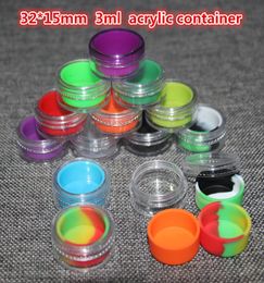 3ml acrylic outside with silicone inside wax container food grade silicone jar acrylic with silicone container for oil or cosmetic1691006